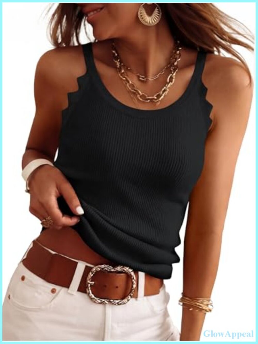 Women's Ribbed Knit Spaghetti Strap Tank Top Sleeveless Slim Fit Summer Camisole